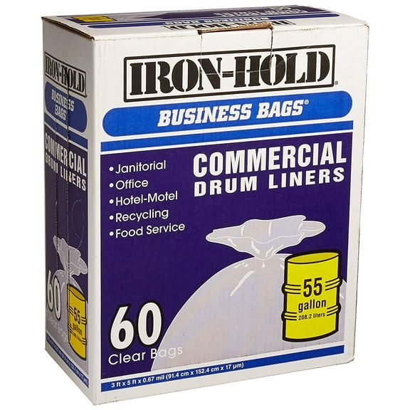 iron-hold business bags commercial drum liners 60 ct 55 gallon