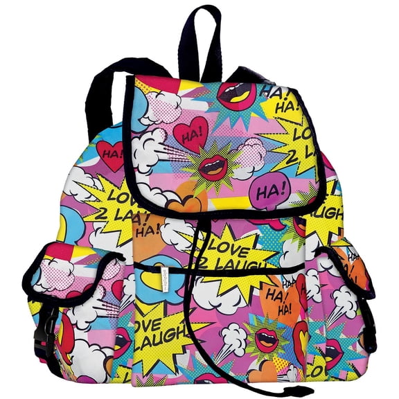 iscream Deluxe Knapsack Style 16.5" x 13" Backpack for School and Travel - Love 2 Laugh