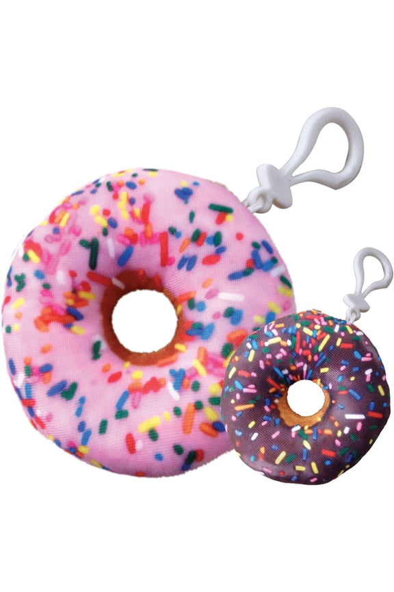 Sweet Shop Mini Microbead Pillow Backpack Charm - Candy Scented Reversible Pink & Chocolate Donut