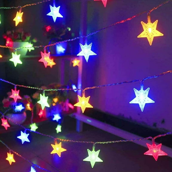 ishantech Indoor/Outdoor 33 ft Battery Operated Waterproof LED Star String Light