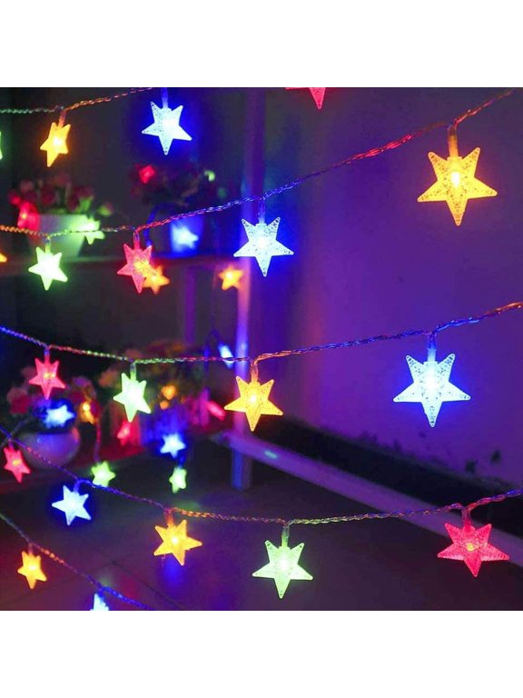 Indoor/Outdoor 33 ft Battery Operated Waterproof LED Star String Light