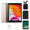 thumbnail image 1 of Pre-Owned Apple iPad 7th Gen A2200 (WiFi + Cellular Unlocked) 32GB Silver Bundle with Case, Wireless Earbuds, Tempered Glass Screen Protector, 1 of 5
