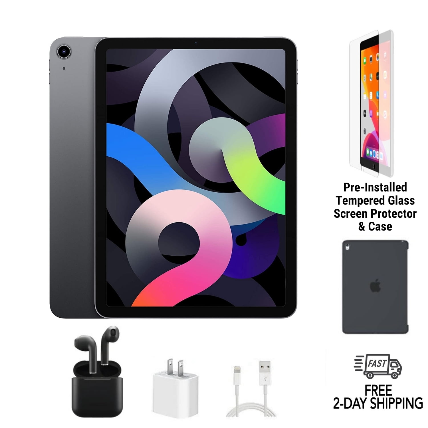 その他 used ipad air 4 64gb case and screen set Pre-Owned Apple iPad Air 4 A2316 (WiFi) 64GB Space Gray Bundle