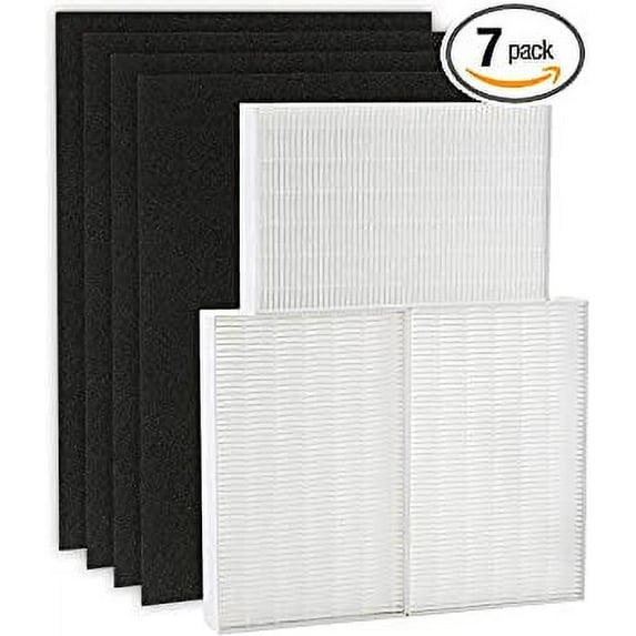 isinlive True HEPA Filter R, HRF-R3 Compatible with Honeywell Air Purifier HPA300 3 Pack with 4 Pack Precut Activated Carbon Pre-Filters Replacement HRF-AP1