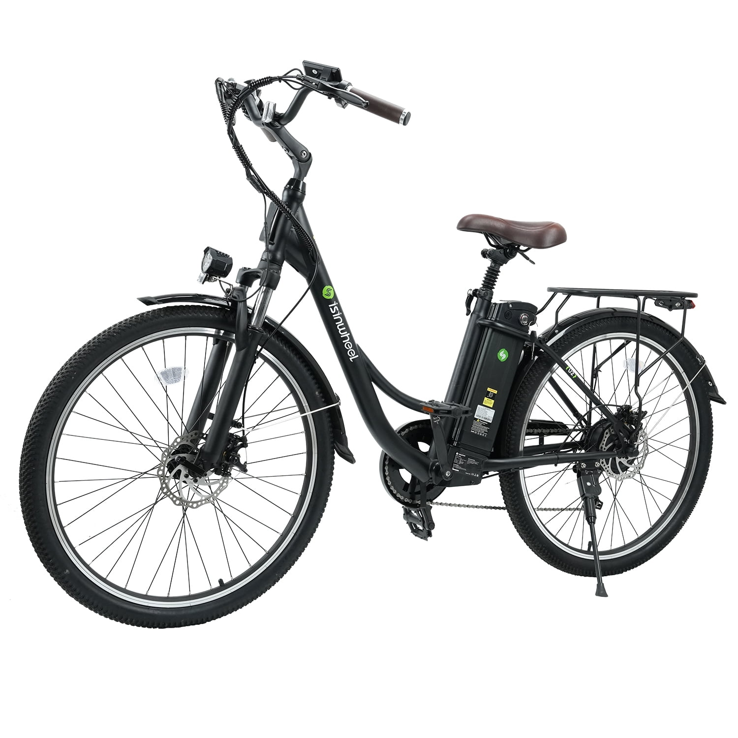 isinwheel 26'' Electric Bike for Adults, 350W Electric Cruiser Bicycle up to 45 Miles, Removeable Battery, 7-Speed and Shock Absorber Commuter E-Bike