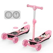 FlyORO 2-in-1 Electric Scooter for Kids, 3 Wheel Kids Electric Scooter, Height Adjustable Lean to Steer Kick Scooter with Flashing Wheels