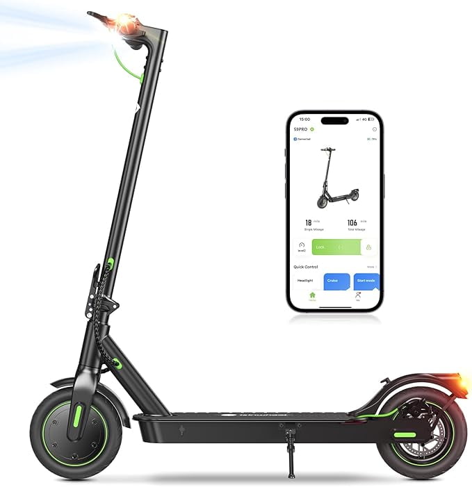 isinwheel S9Pro-New Electric Scooter 19 Miles Range,19MPH Top Speed, 350W Motor Cruise Control Electric Scooter Adults for Commute Dual Braking System Scooter for Adult/Youth