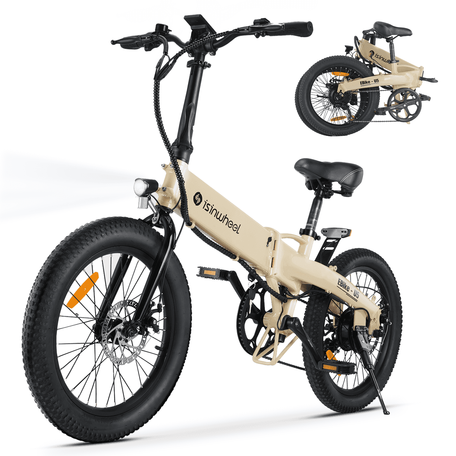 isinwheel U5 W Electric Bike Adult 500W 20MPH Max Range 45 Mile E Bike 20 Folding Bikes 48V Removable Battery Electric Bicycle