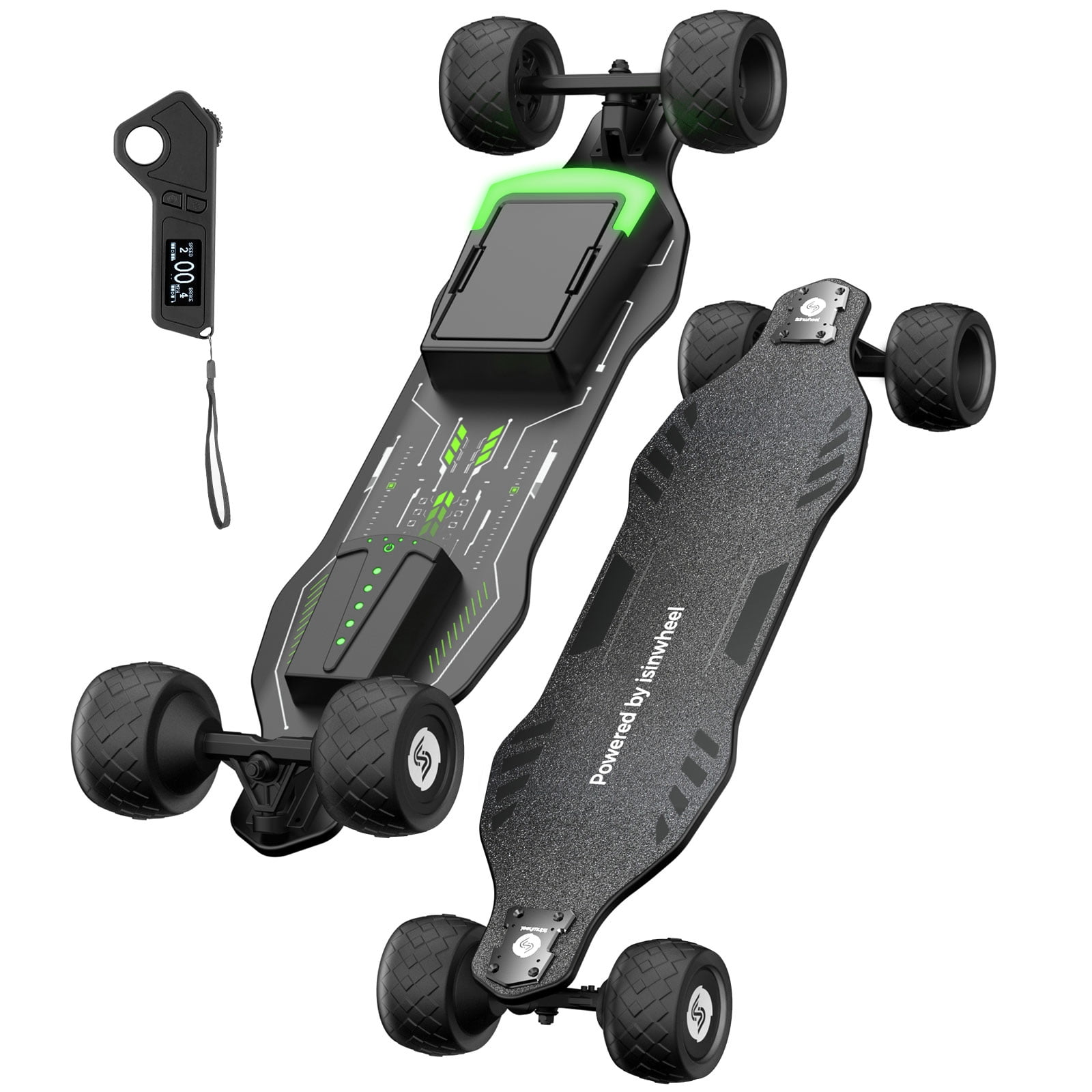 isinwheel V8 Electric Skateboard with Remote, Dual Motor, 30 mph Top Speed & 12 Miles Range, Swappable Battery, Electric Longboard for Adults＆Teens