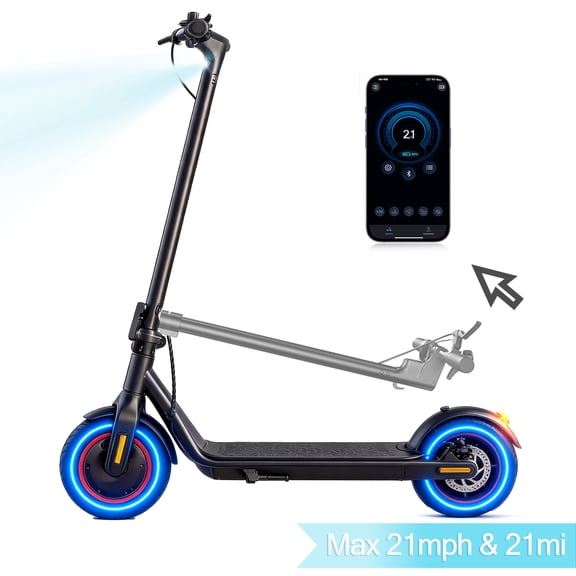 500W Electric Scooter for Adults Teens, Max 21 Miles Range 21 Mph, Portable Commuting Escooter, Smart APP Foldable E-Scooter, Cruise Control, IN3