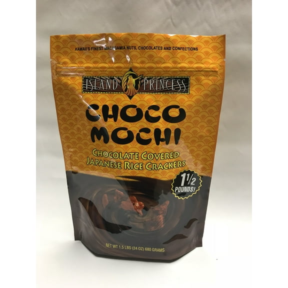 island princess choco mochi chocolate covered japanese rice crackers 2/1.5 lb each