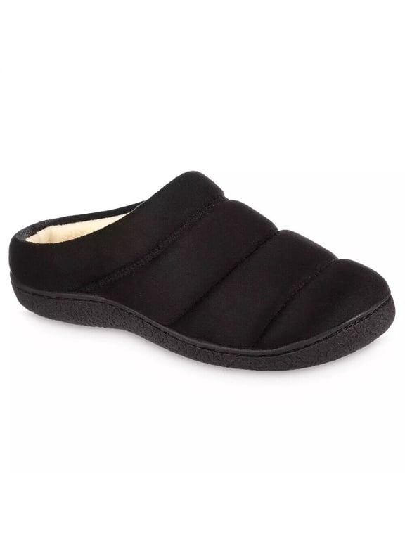 Advanced Memory Foam Microsuede Puffer ECO Comfort Clog Slippers - 96120 (Black, XL)