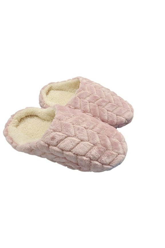 Chevron Fur Hoodback Slippers - 8301 (Peony, Small)