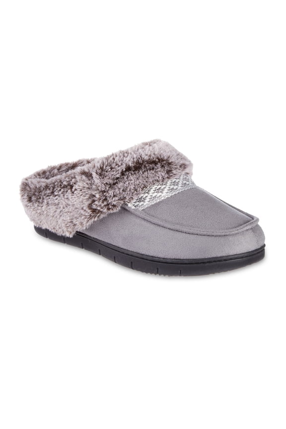 Faux-Fur Women's Memory Foam Comfort Hoodback Slippers Color: Ash Size: SMALL