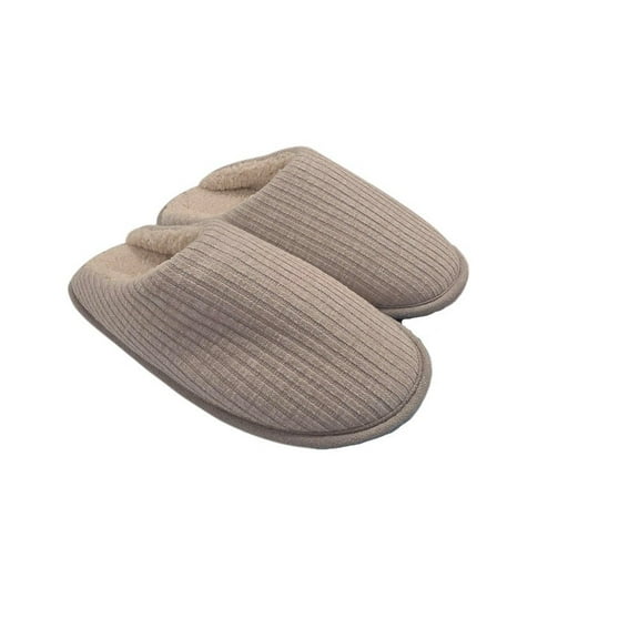 isotoner Fine Guage Rib Knit Scuff Slippers - 8296 (Light Grey, S)