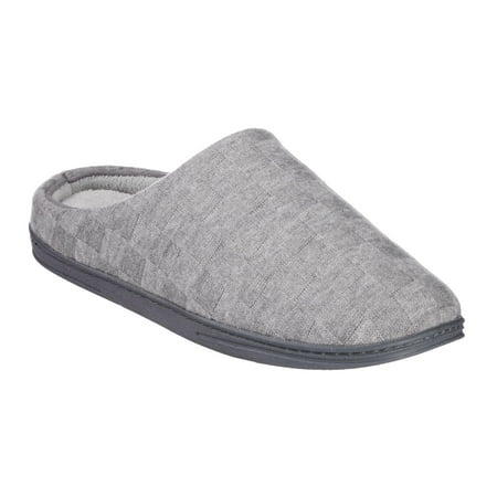 isotoner Gel Infused Memory Foam Sweater Knit Check Maxwell Men's Clog Slippers Color: Ash Size: XXL
