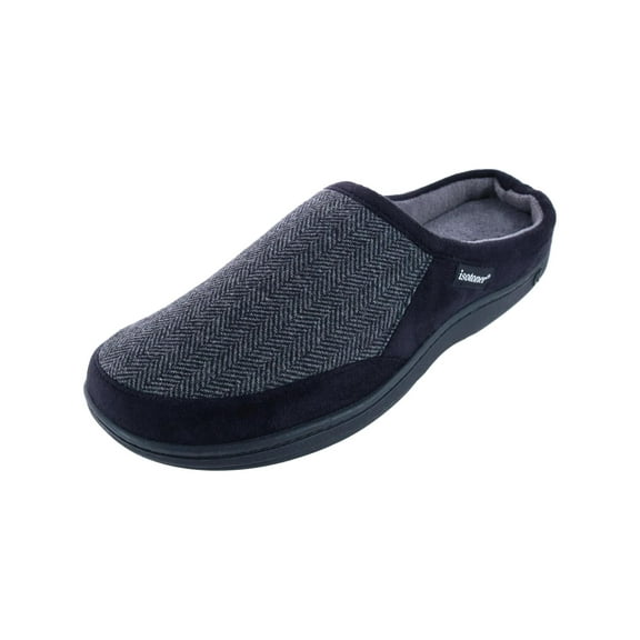 isotoner Herringbone Logan Hoodback Men's Slippers Color: Black Size: MEDIUM