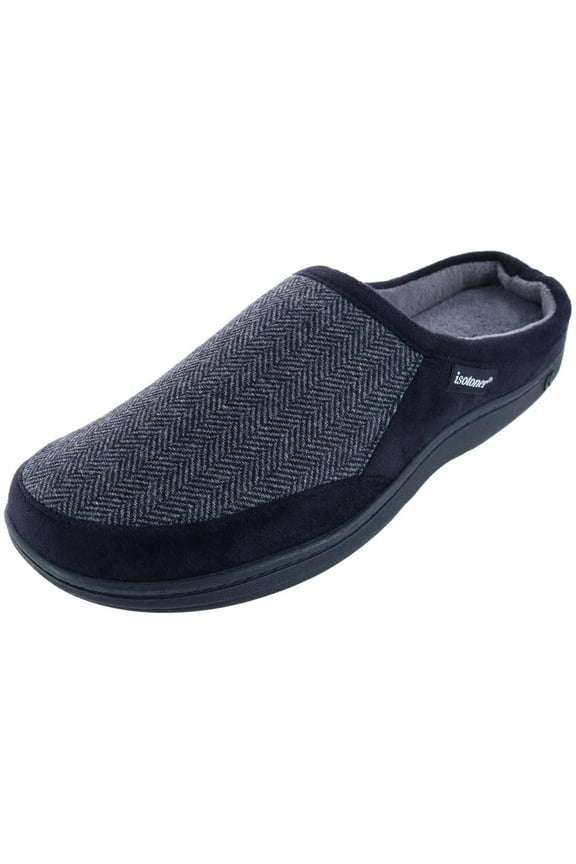 Herringbone Logan Hoodback Men's Slippers Color: Black Size: MEDIUM