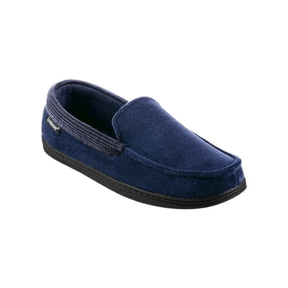 isotoner Men's Memory Foam Microterry and Waffle Travis Moccasin Slippers