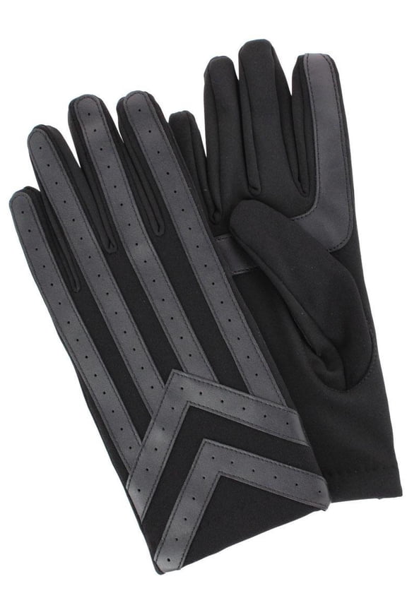 Mens Spandex Touchscreen Chevron Detail Gloves Fleece Lining BLACK-M