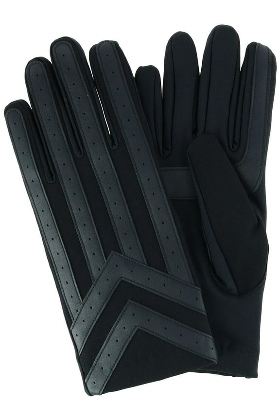 Mens Spandex Touchscreen Chevron Detail Gloves Fleece Lining BLACK-M