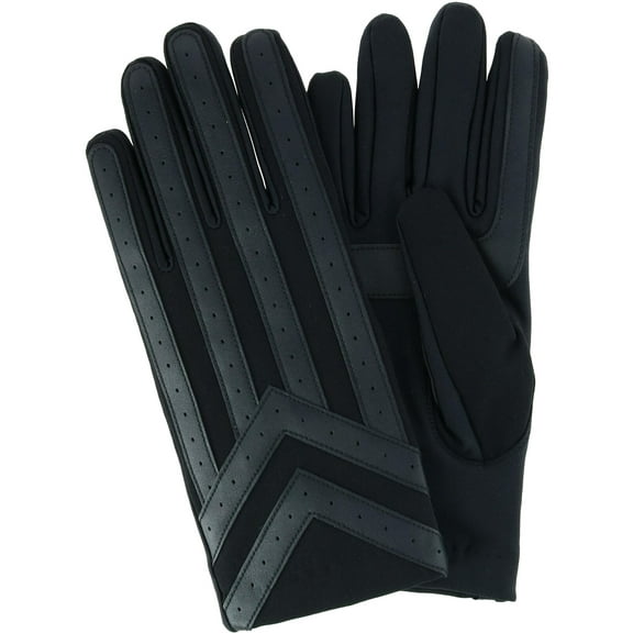 isotoner Mens Spandex Touchscreen Chevron Detail Gloves Fleece Lining BLACK-M