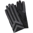 thumbnail image 1 of isotoner Mens Spandex Touchscreen Chevron Detail Gloves Fleece Lining BLACK-XL, 1 of 4