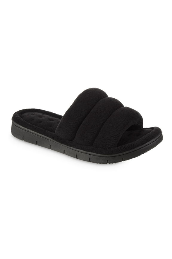 Recycled Mircoterry Aster Women's Slide Slippers Color: Black Size: MEDIUM