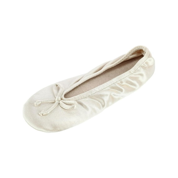 isotoner Satin Women's Ballerina Slippers Color: Sand Trap Size: MEDIUM