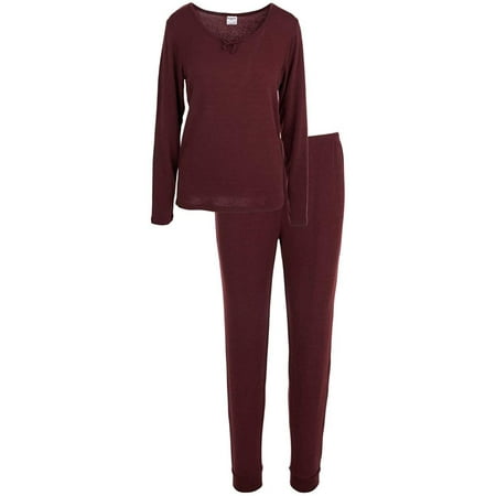 isotoner Sleepwear Womens Sleep Set - Super Soft Pajamas Long Sleeve and Pants Set Nightwear Sexy Sand