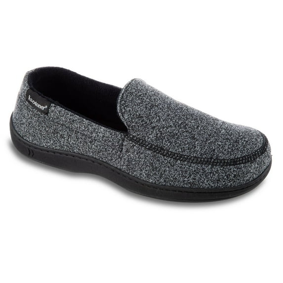 isotoner Space Dye Men's Moccasin Slippers Color: Black Size: MEDIUM