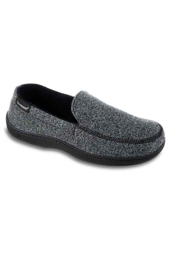 Space Dye Men's Moccasin Slippers Color: Black Size: XXL