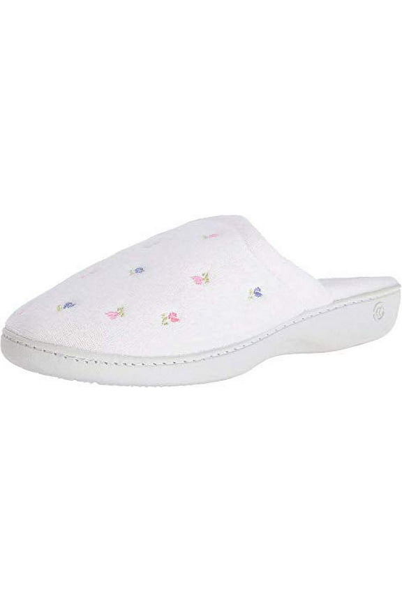 Women's Classic Terry Clog Slippers Slip on, White, 5.5-6