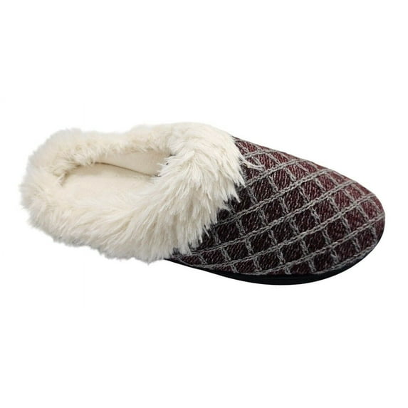 isotoner Women's Diamond Sweater Knit Hoodback Slippers - 8157 (Garnet, 6.5-7)