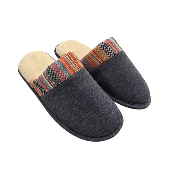 isotoner Women's Evie Heathered Jersy Clog Slippers - 8334 (Navy Blue, 6-7)