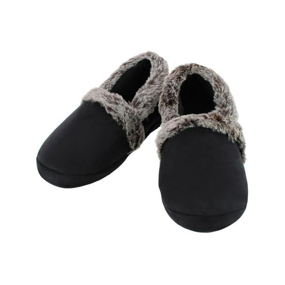 isotoner Women's Memory Foam Microsuede A Line ECO Comfort Recycled Slippers, Black, 5-6