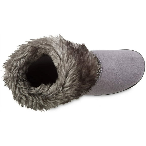 isotoner Women's Recycled Microsuede Mallory Boot Slipper, with Memory Foam, Ash, 6.5-7 - 8229