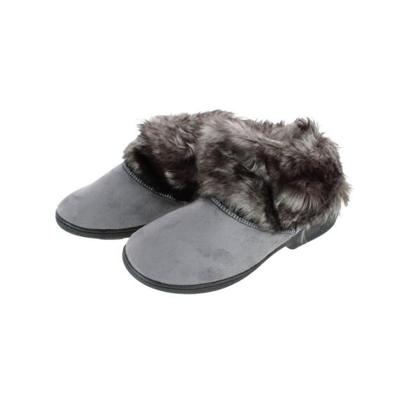 isotoner Women's Recycled Microsuede Mallory Boot Slipper, with Memory Foam, Ash, 8.5-9 - 8229
