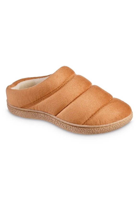 Women's Recycled Microsuede Puffer Clog Slipper with Enhanced Heel Cushion (Buckskin, 9-10)