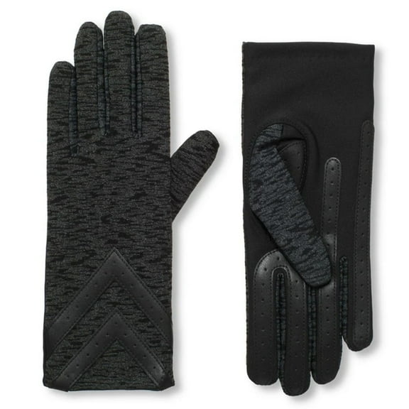 isotoner Women's Spandex Gloves with Chevron Detail - A30106 (Black Animal Texture, S/M)