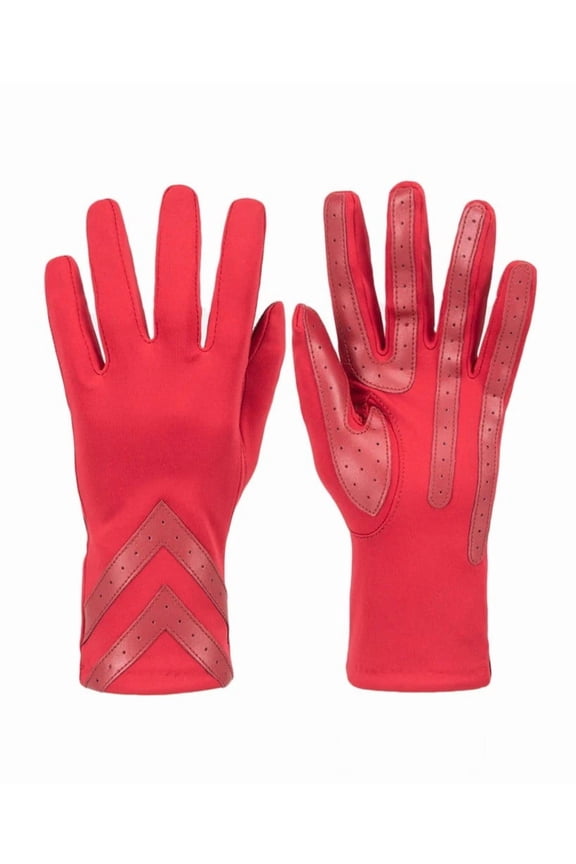 Women's Spandex Gloves with Chevron Detail - A30106 (Chili, S/M)