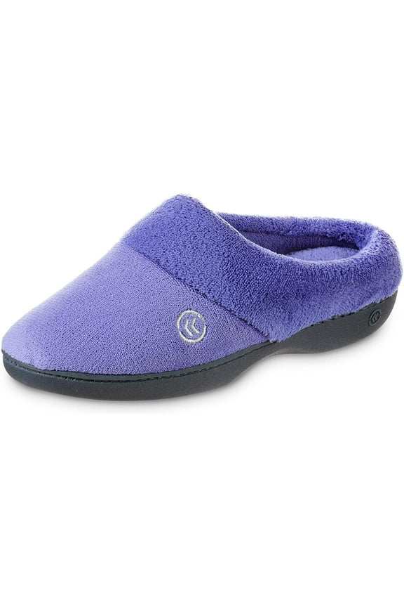 Womens Cozy Terry Hoodback Clog Slipper with Soft Memory Foam, Comfort Arch Support, and an Indoor/Outdoor Sole 9.5-10 Deep Periwinkle