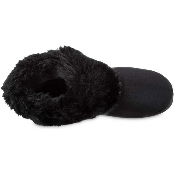 isotoner Womens Recycled Microsuede Mallory Boot Slipper BLK-9/10