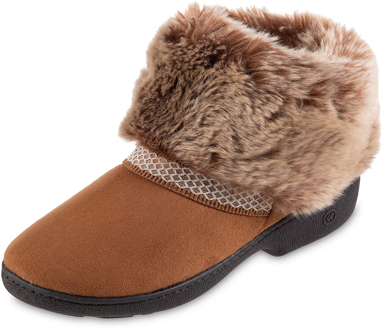 isotoner Womens Recycled Microsuede Mallory Boot Slipper COGN 7 8 Walmart