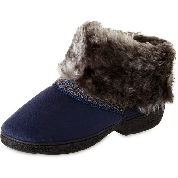 isotoner Womens Recycled Microsuede Mallory Boot Slipper NBLU-9/10