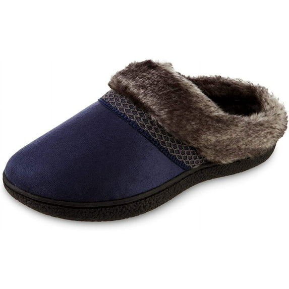 isotoner Womens Recycled Microsuede Mallory Hoodback Slipper NBLU-8/9