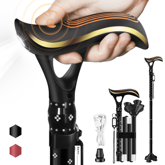 Usb Cane ispuoocti Folding Cane, Smart Alarm Foldable Cane with Light, Fashion ...