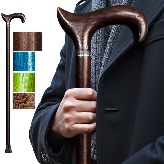 ispuoocti Wooden Walking Cane for Men and Women, Handmade, Support up to 500 lbs Canes for Seniors,Ergonomic, Natural Solid Wood High-end Derby Cane Suitable for Gift Giving