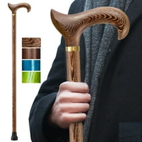 ispuoocti Wooden Walking Cane for Men and Women, Handmade, Support up to 500 lbs Canes for Seniors,Ergonomic, Natural Solid Wood High-end Derby Cane Suitable for Gift Giving
