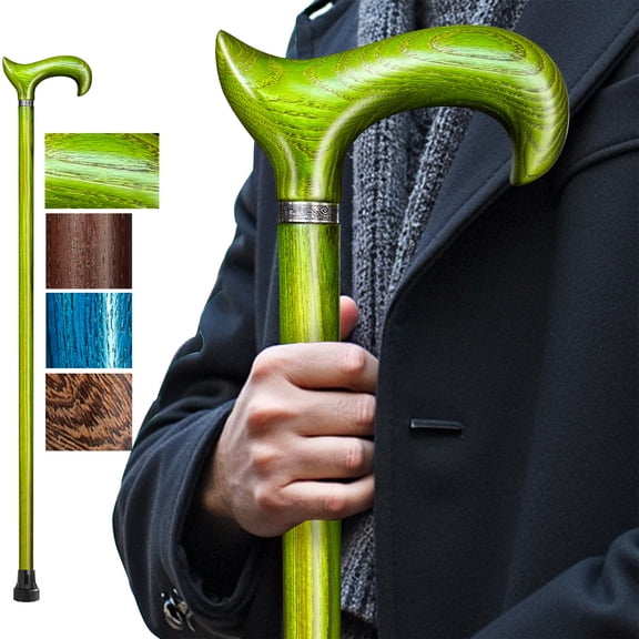 ispuoocti Wooden Walking Cane for Men and Women, Handmade, Support up to 500 lbs Canes for Seniors,Ergonomic, Natural Solid Wood High-end Derby Cane Suitable for Gift Giving
